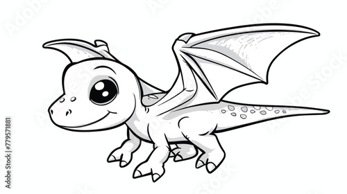 Cute little dinosaur for kid coloring book. Baby pter photo