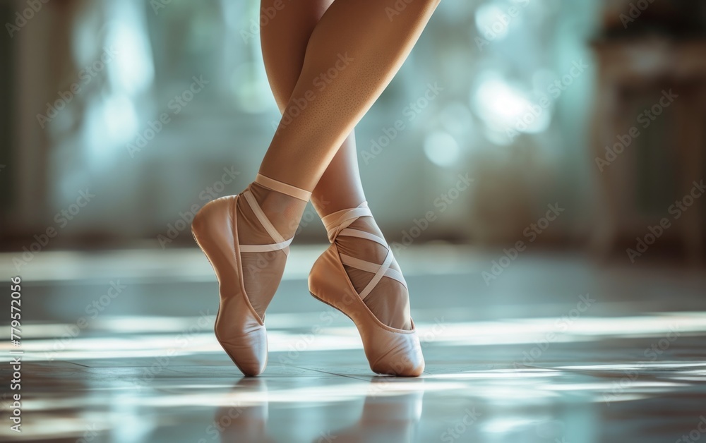 AI generated illustration of a dancer in ballet slippers AI generated illustration of a dancer in ballet slippers