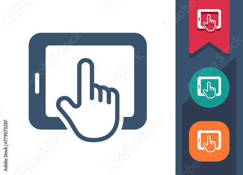 Tablet Icon. Hand, Finger, Touch, Touchscreen