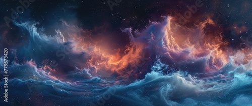An abstract cosmic scene, with a sea of clouds and hints of light beyond ☁️✨ Dive into a celestial dreamworld! #CelestialBeauty