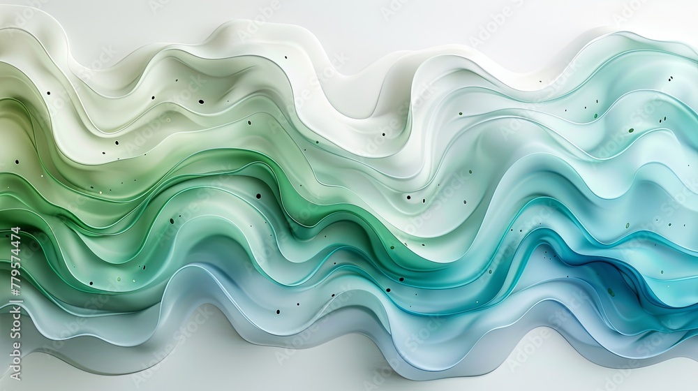Fototapeta premium Abstract Fluid Art Wallpaper with Blue and Green Waves