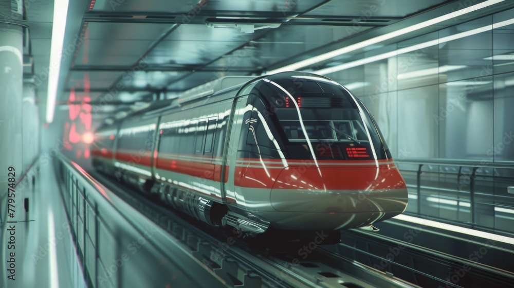 Red and White Train Travelling Through Tunnel Red and White Train Travelling Through Tunnel