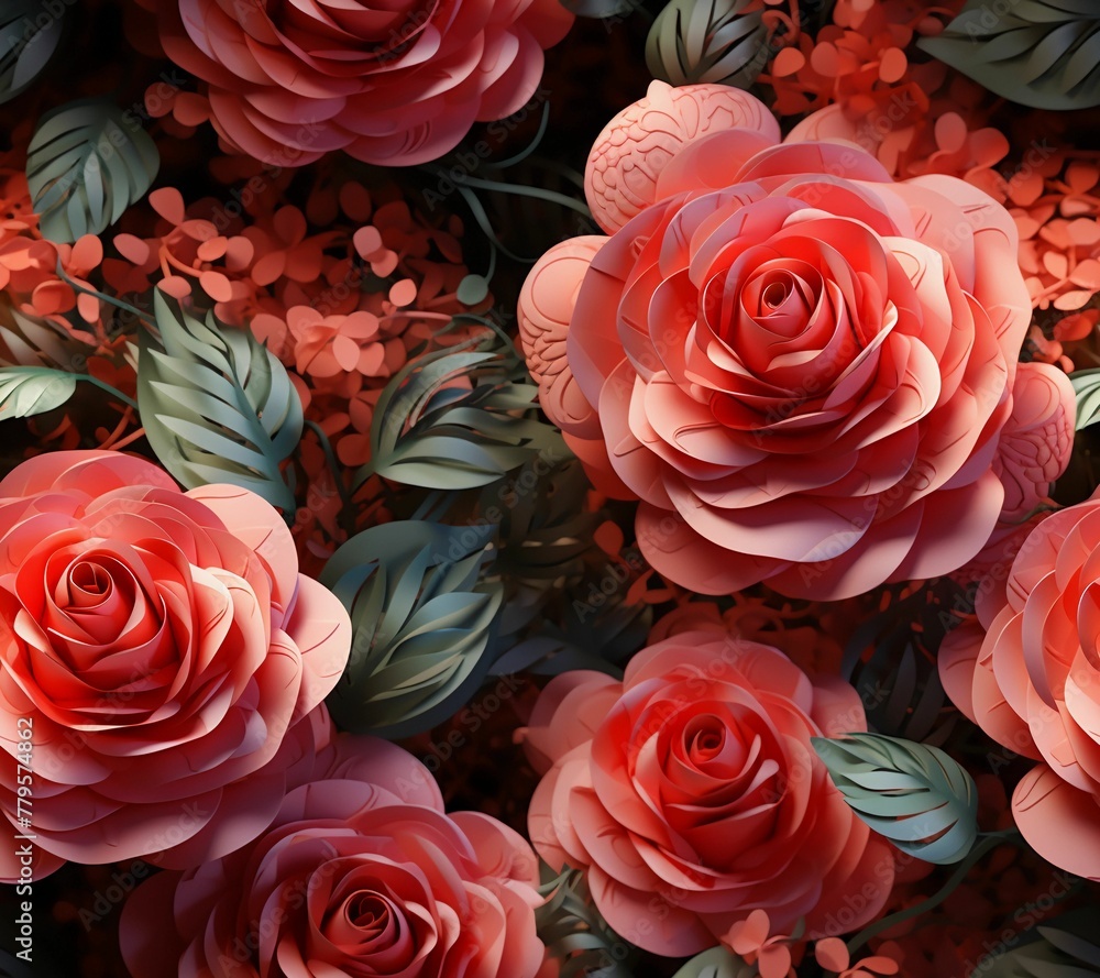 stunning array of roses in hues of pink arranged in a lush field, creating a beautiful contrast