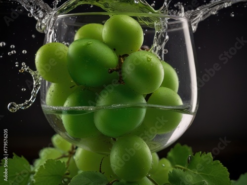 green grapes in water splash