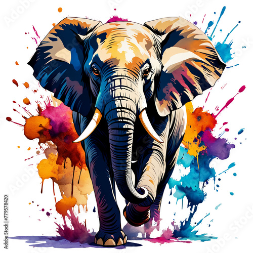 Abstract Colorful Elephant in Pop Art
