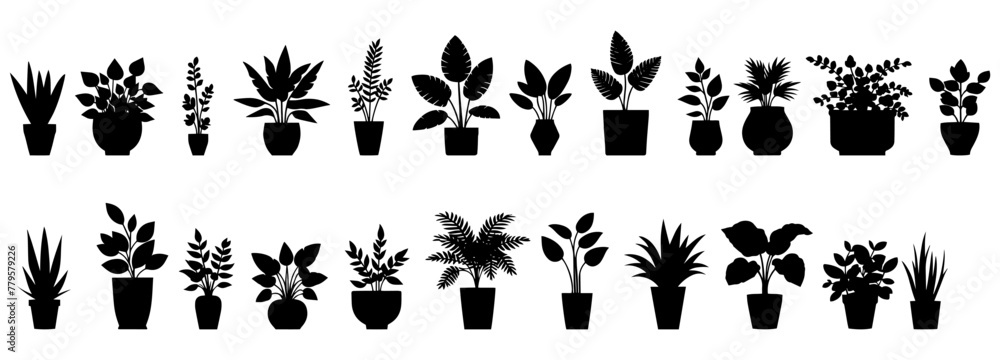 Vector illustration. Set of plants in pots. Greenery. seal sticker. Vector illustration. Set of plants in pots. Greenery. seal sticker.