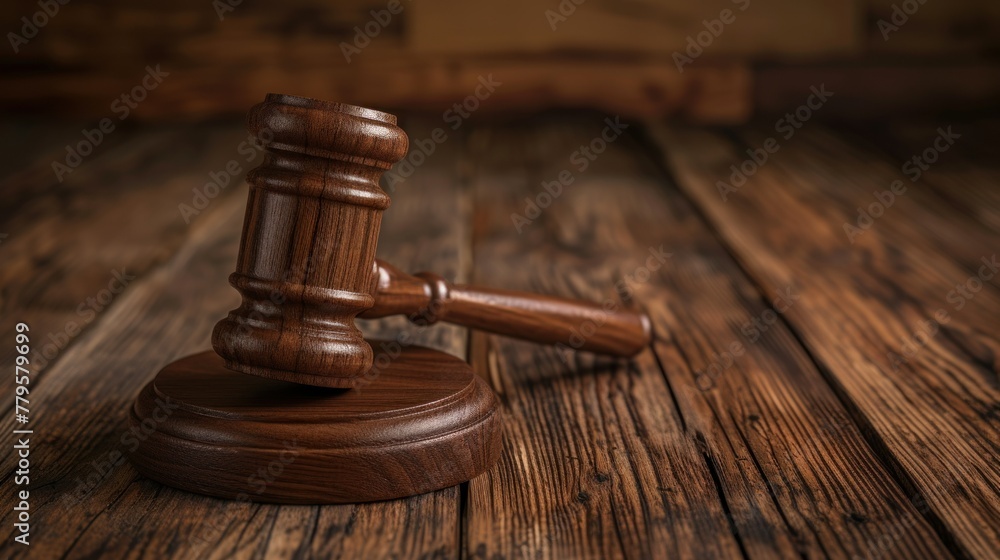 brown gavel on the table on a brown background brown gavel on the table on a brown background