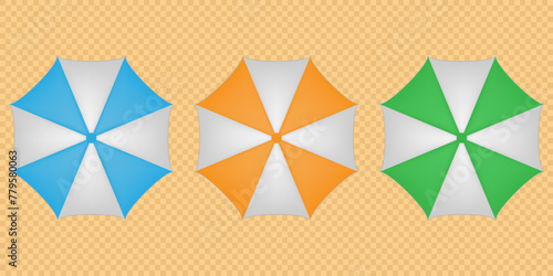 Set of colorful beach umbrella. Vector illustration