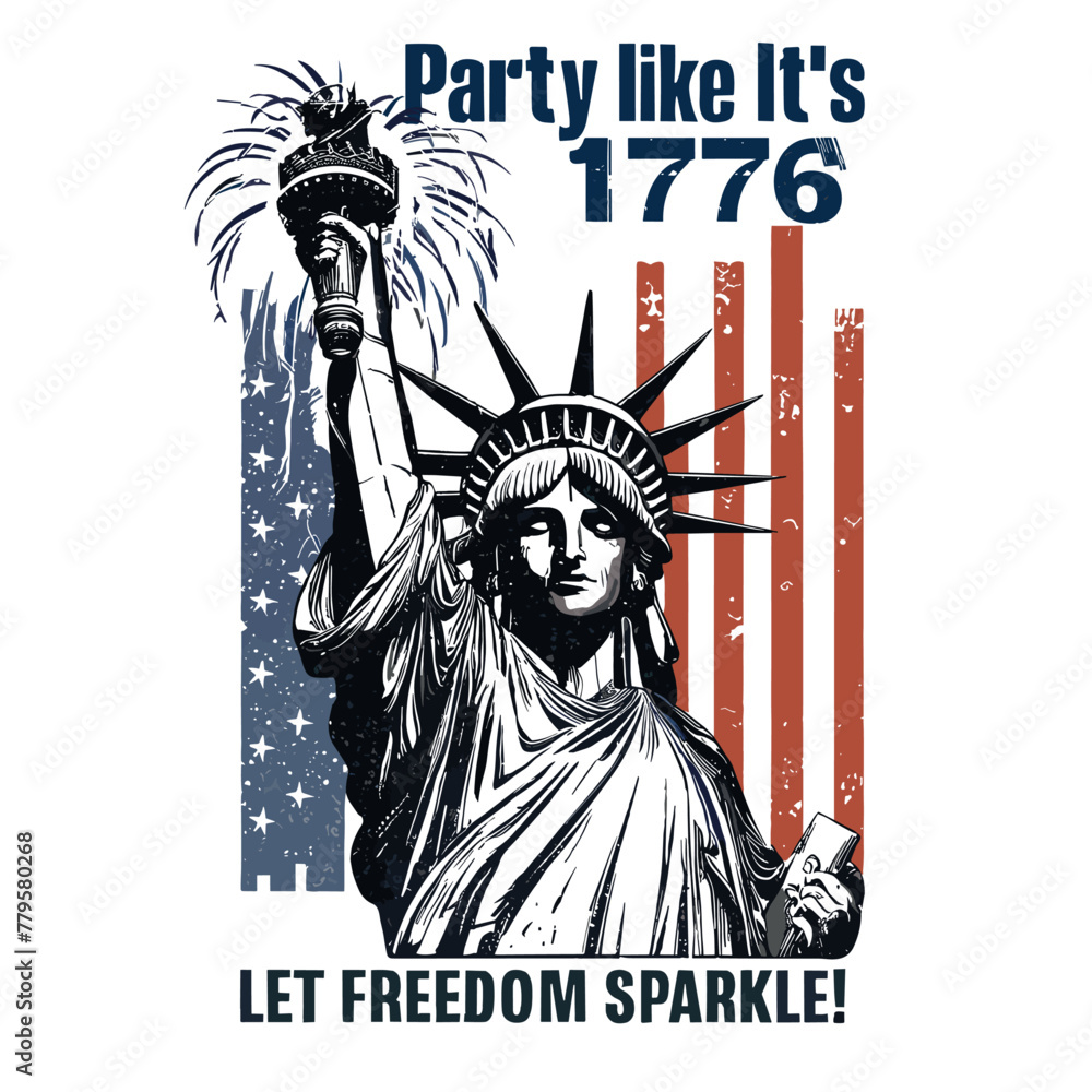 Obraz premium 4th of July 2024 illustration, Party like it's 1776, Let freedom sparkle