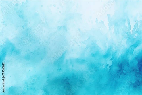 Cyan watercolor light background natural paper texture abstract watercolur Cyan pattern splashes aquarelle painting white copy space for banner design, greeting card photo