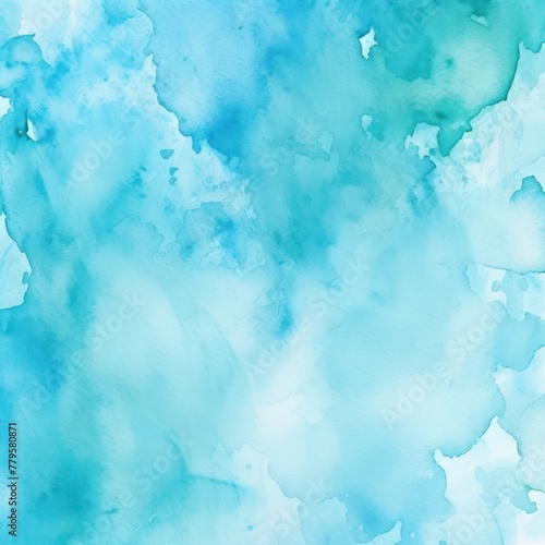 Cyan watercolor light background natural paper texture abstract watercolur Cyan pattern splashes aquarelle painting white copy space for banner design, greeting card © Michael