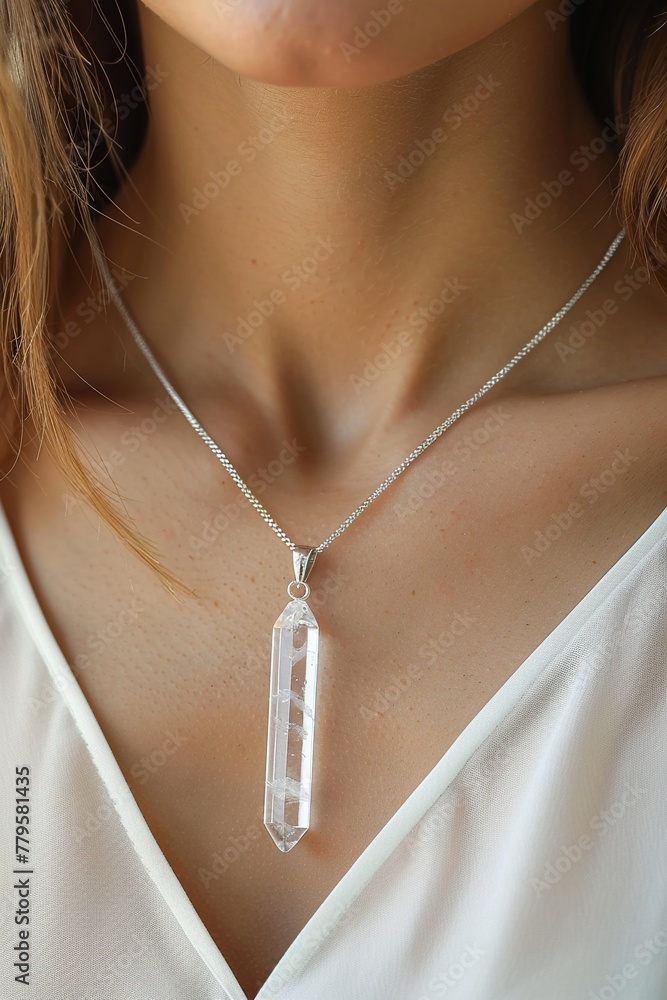 The timeless beauty of a magical crystal necklace, linking the wearer to the ancient wisdom of the earth The timeless beauty of a magical crystal necklace, linking the wearer to the ancient wisdom of the earth