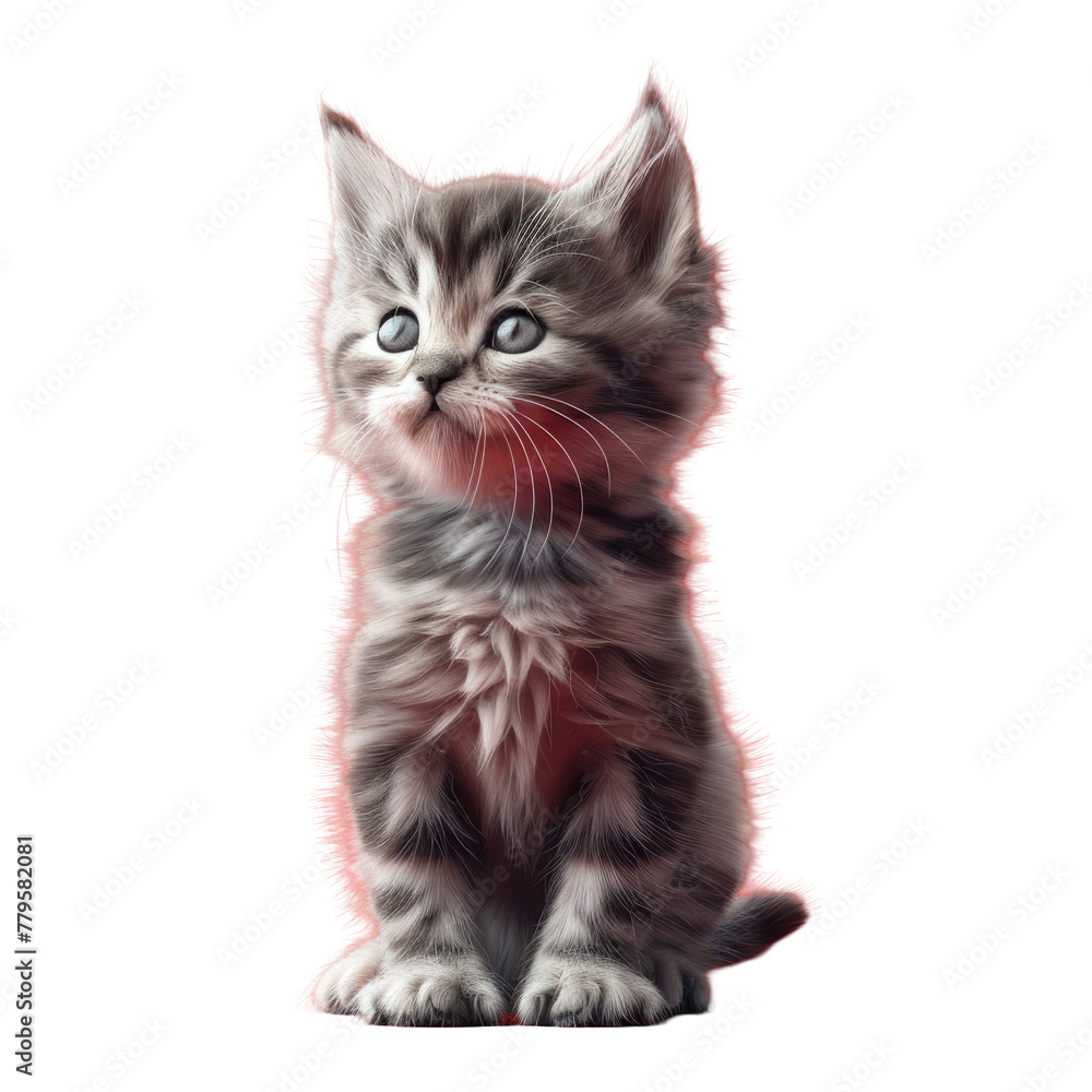 Fototapeta premium A kitten on a Transparent Background looking up