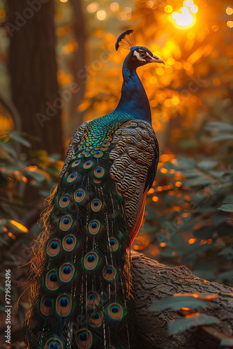 Wallpaper Mural Peacocks with tails that shimmer with holographic images of the forest, a walking mirage of beauty. Torontodigital.ca