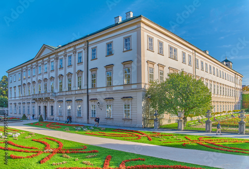 Salzburg, Austria -  October 6, 2022: The  Mirabell palace and garden