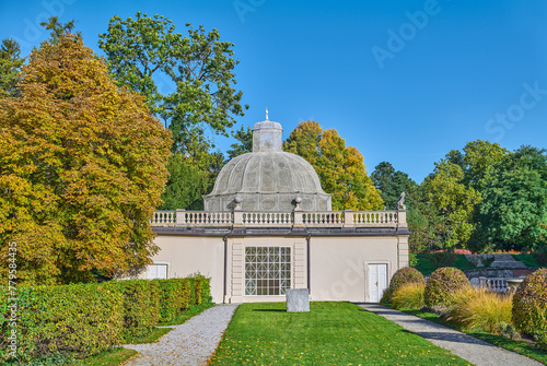Salzburg, Austria -  October 6, 2022: The  green house in the garden of the M...