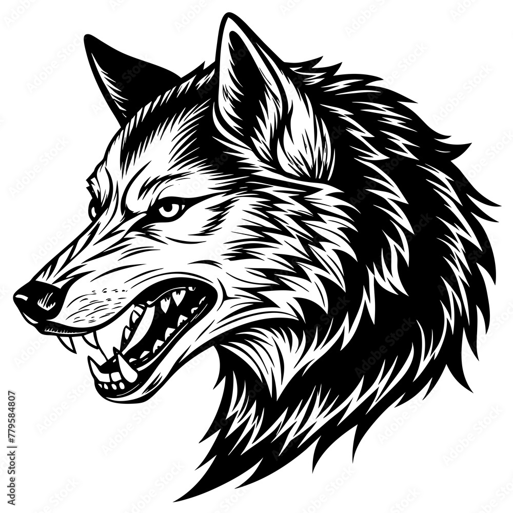Wolf side head vector illustration.
Wolf side head vector illustration.