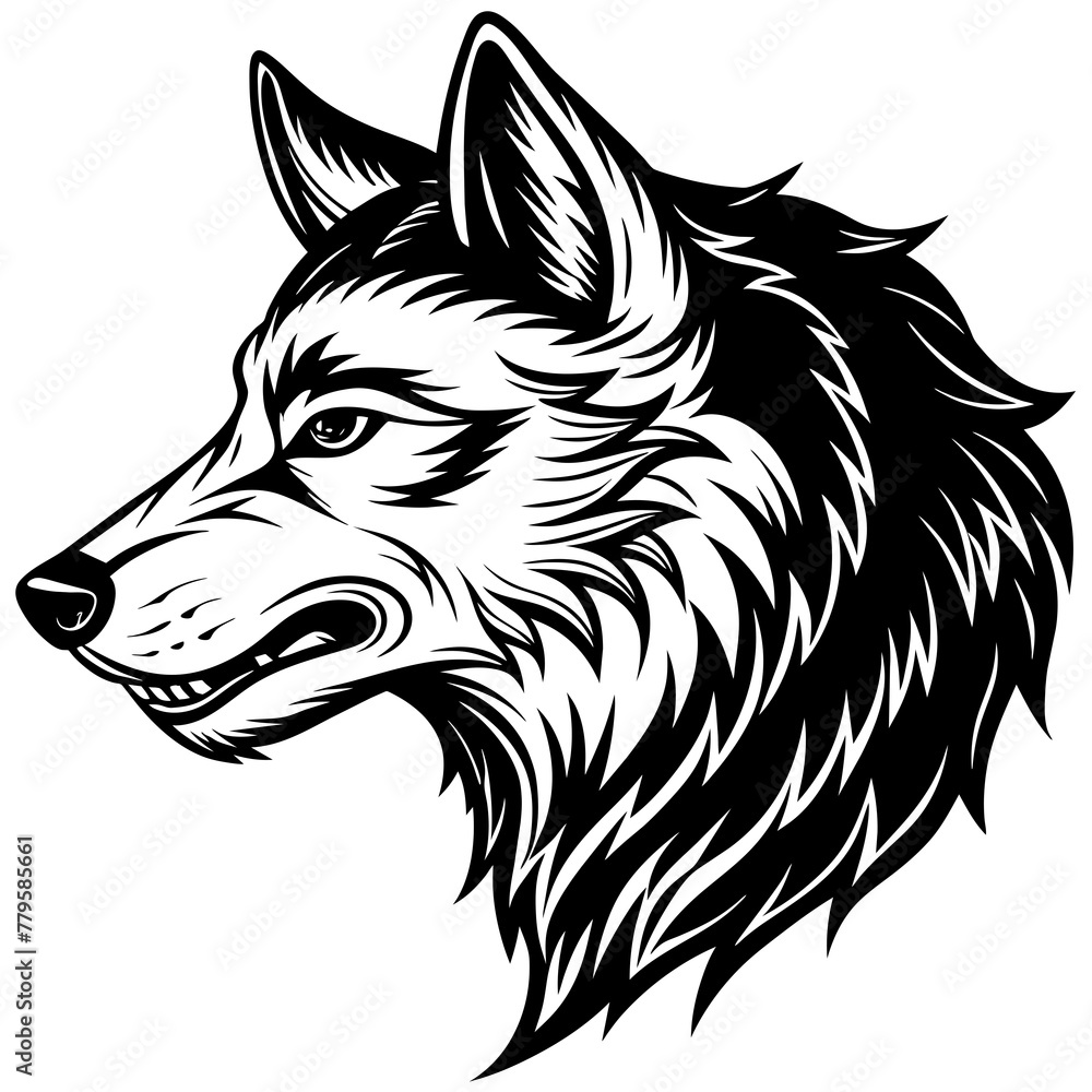 Wolf side head vector illustration.
Wolf side head vector illustration.