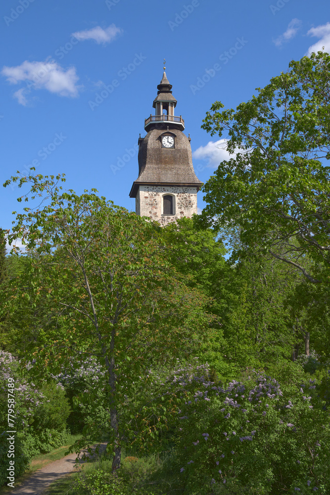 Old Lutheran church in Naantali in Finland: summer, sunny day.