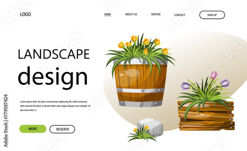 Web page design landscape flowers