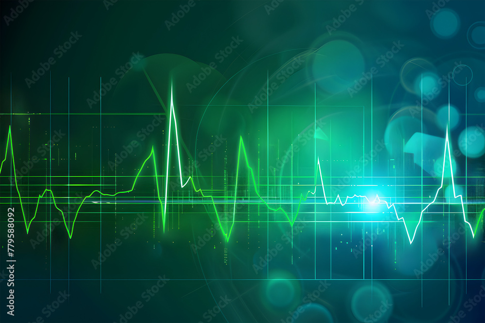 Green heartbeat pulse monitor with signal, ekg icon wave illustration Green heartbeat pulse monitor with signal, ekg icon wave illustration