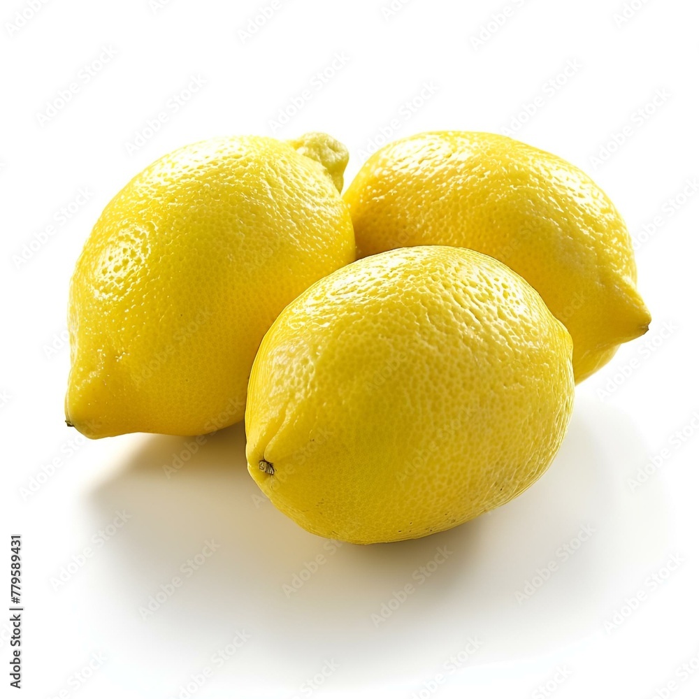 AI generated illustration of fresh lemons arranged on a white surface AI generated illustration of fresh lemons arranged on a white surface