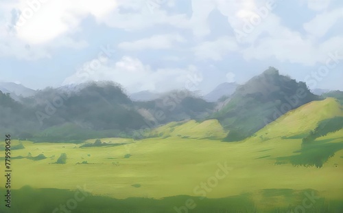 Illustration of a natural landscape of a field