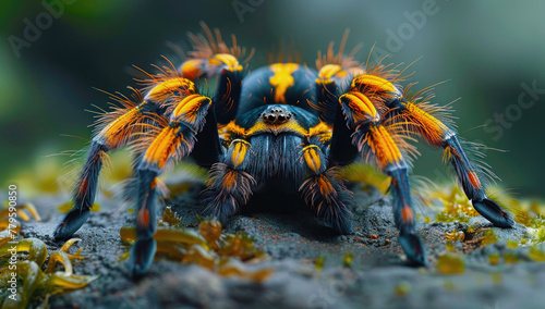 Close-up of a tarantula spider in the forest