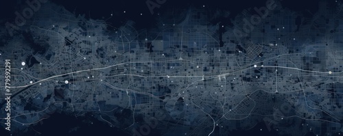 Indigo and white pattern with a Indigo background map lines sigths and pattern with topography sights in a city backdrop photo