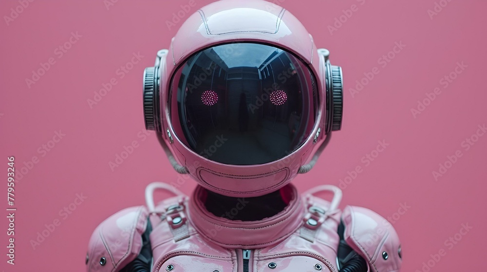 AI generated illustration of a pink robot against pink background AI generated illustration of a pink robot against pink background