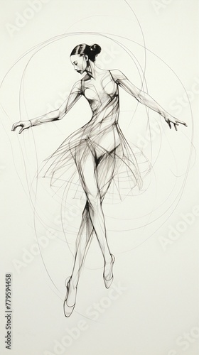 AI generated illustration of a drawing of a female ballet dancer in mid-action