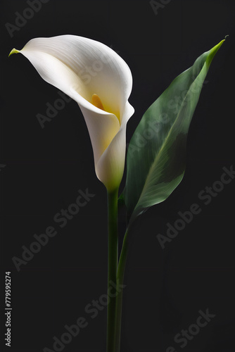 White  flower on a black background, close-up