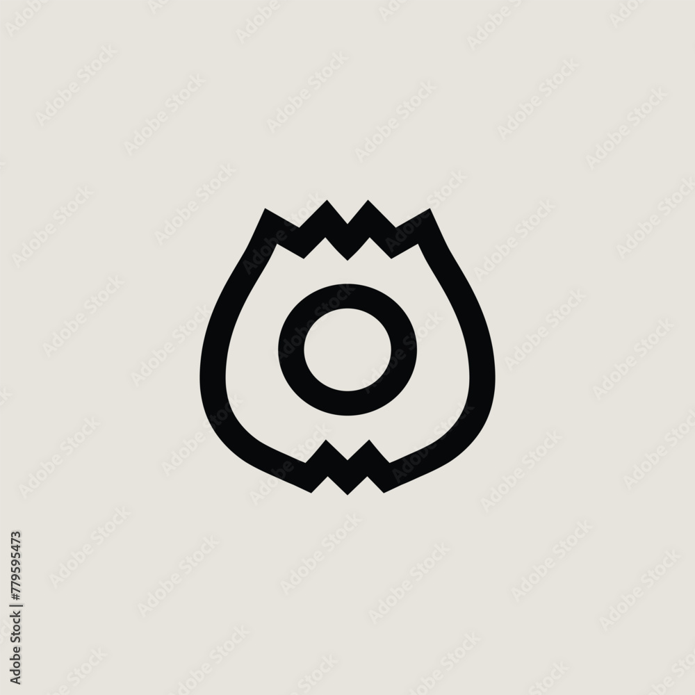 Simple geometric graphic flower icon. Logo design inspired by mid-century modern style. Simple geometric graphic flower icon. Logo design inspired by mid-century modern style.