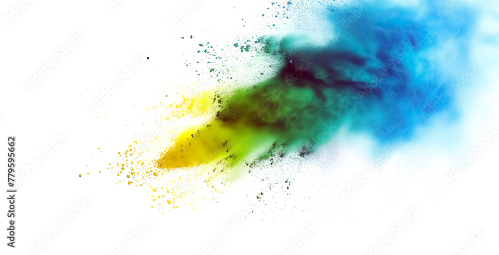 colorful and vibrant holi background with multicolor powder splattered over a white background