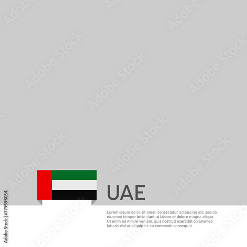 United arab emirates flag background. State patriotic uae banner, cover. Document template with uae flag on white background. National poster. Business booklet. Vector illustration, simple design
