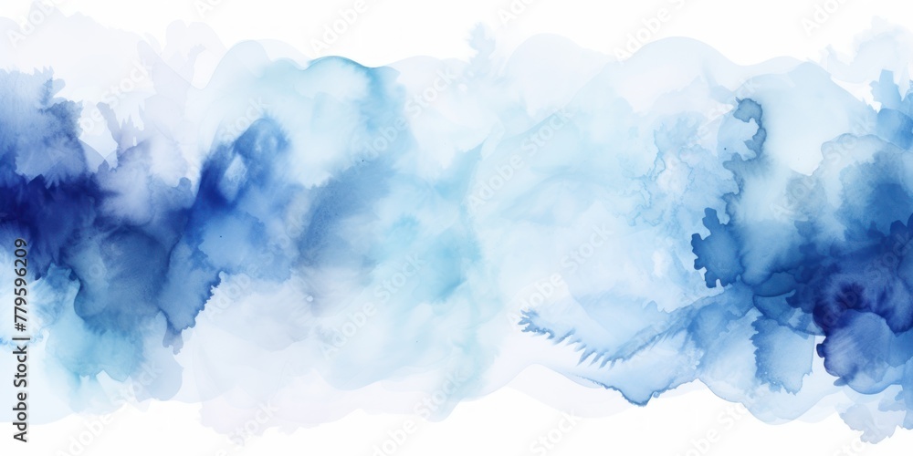 Indigo watercolor light background natural paper texture abstract watercolur Indigo pattern splashes aquarelle painting white copy space for banner design, greeting card - obrazy, fototapety, plakaty 