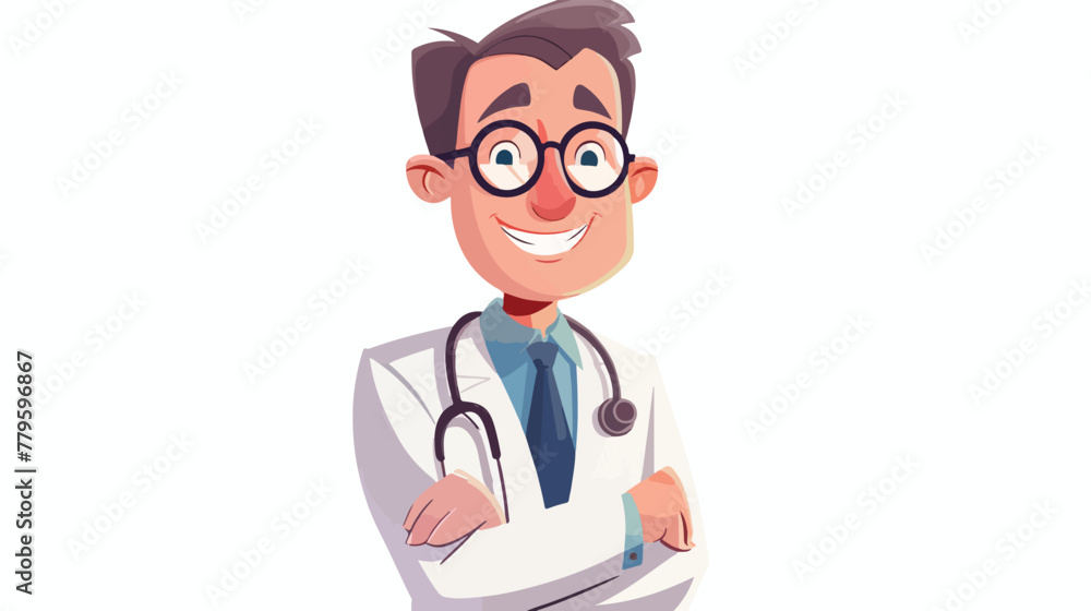 Fun doctor Flat vector isolated on white background