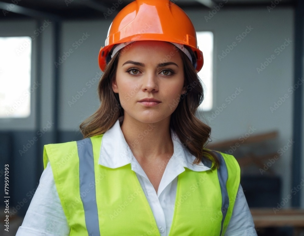 Architect girl at a construction site. Architect girl at a construction site.