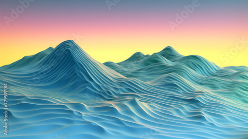 Digital fantasy gradient mountain curve abstract graphic poster web page PPT background