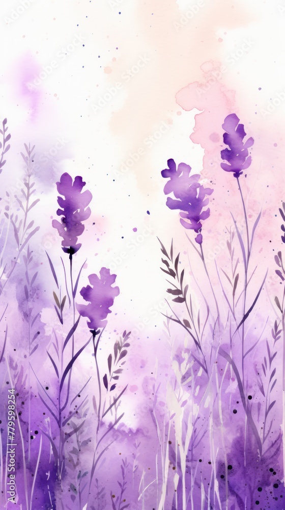 Lavender watercolor light background natural paper texture abstract watercolur Lavender pattern splashes aquarelle painting white copy space for banner design, greeting card