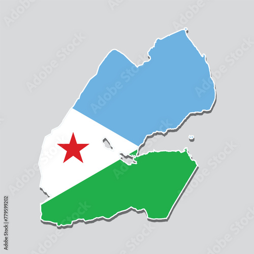 Illustration of the flag of Djibouti on a Djibouti map photo