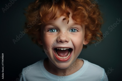 Portrait of a red-haired laughing boy