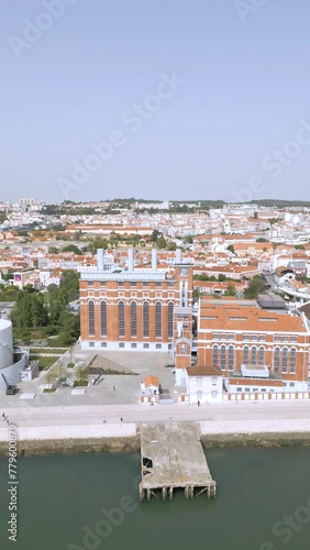 Vertical aerial shot of the Tejo Power Station in Belem, Lisbon, Portugal photo