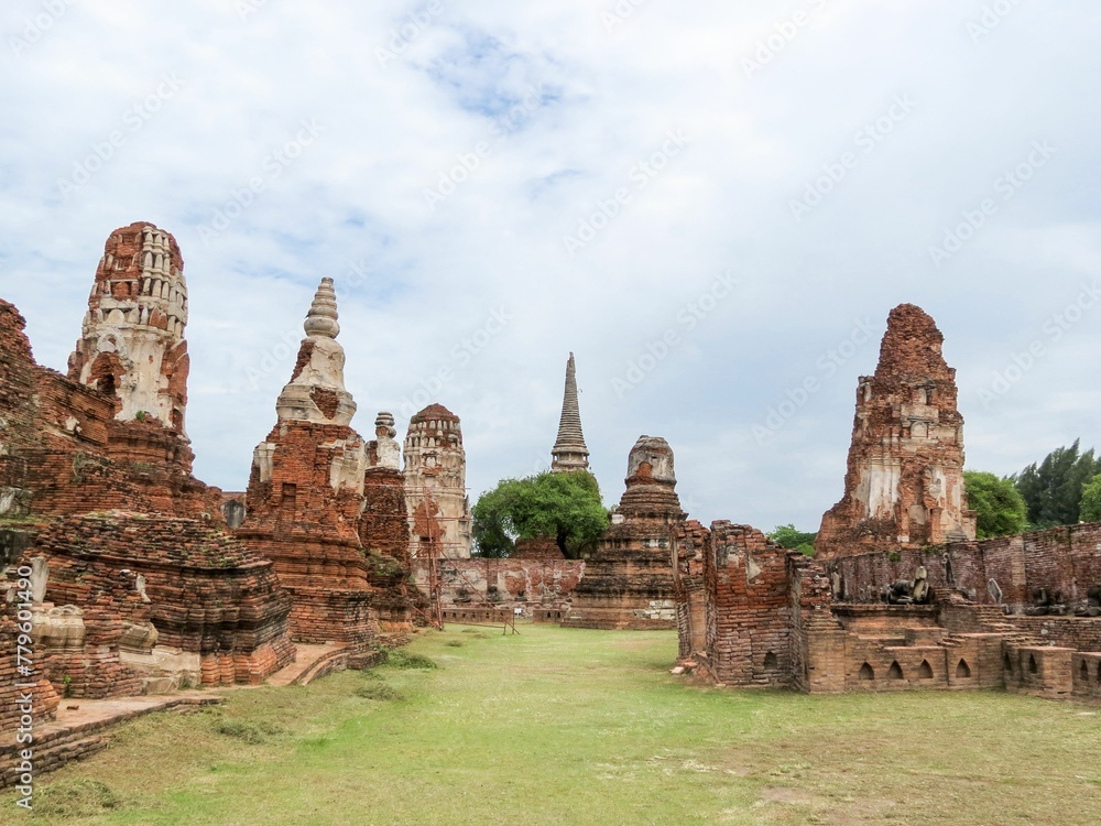 Beautiful shot of historic temples in the Ayutthaya Historical Park in Thailand.