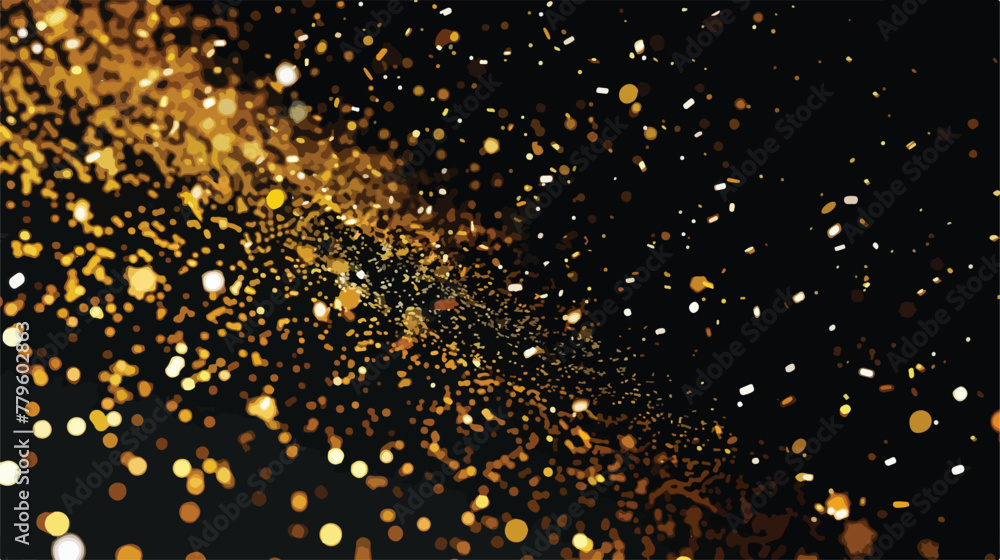 Glitter of golden particles of confetti on a black background