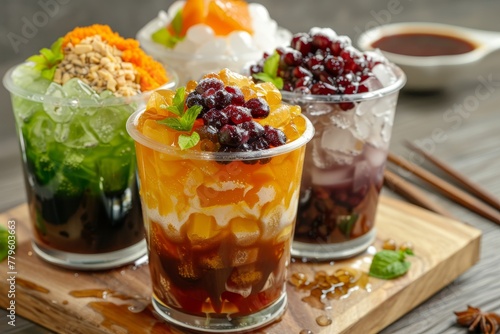 Desserts in Malaysia known as Cendol are made with ice beans sweets and fruits