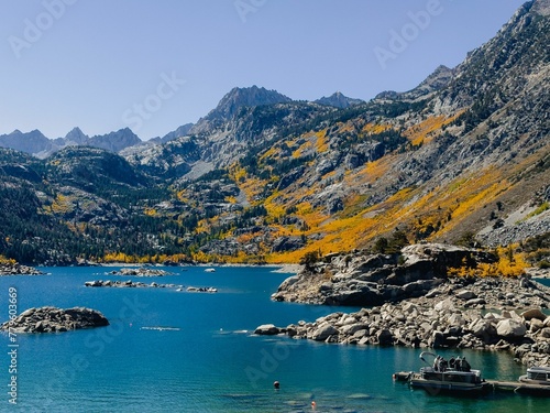 Beautiful landscape of lake Sabrina in a mountainous area photo