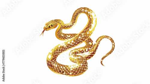 Gold symbol of happy new year with a sign of a snake