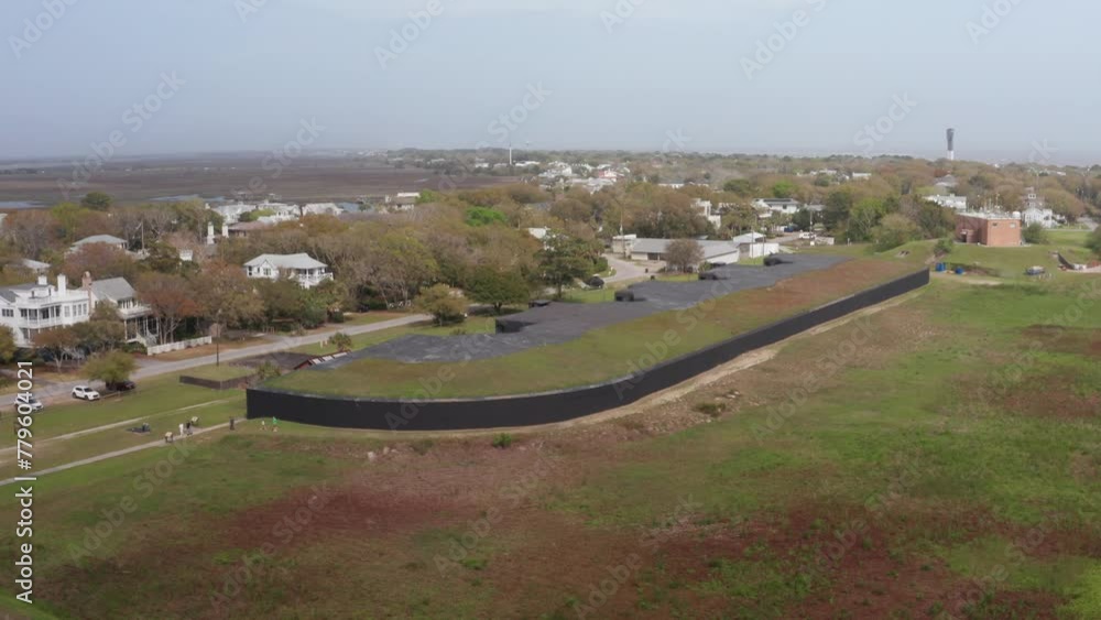 Video Stock Low panning aerial shot of the Battery Jasper gun battery