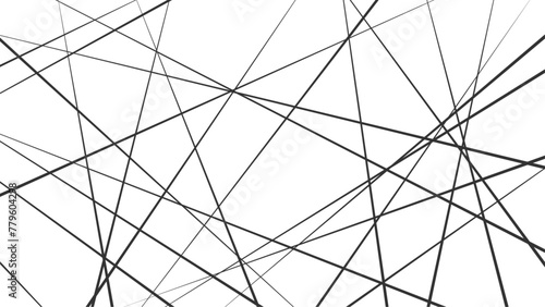 Chaotic abstract line background. Random geometric line seamless pattern. Black outline monochrome texture. Vector illustration.
